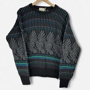 Vintage wrangler knit sweater black patterned crewneck 80s/90s